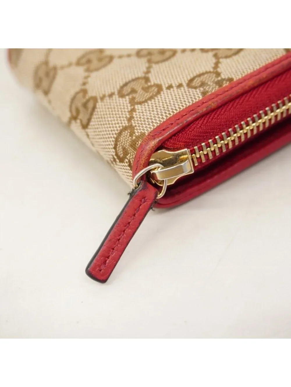 ★SOLD★ Gucci Wallet GG Canvas Beige Red Gold - Picture 8 of 10